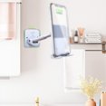 thumbnail image 2 of Phone Holder Wall Handsfree Cellphone Stand Tablet Organizer Retractable Organizer 90 Degree Rotation Removable Smartphone Rack for Bathroom Bedroom White, 2 of 7