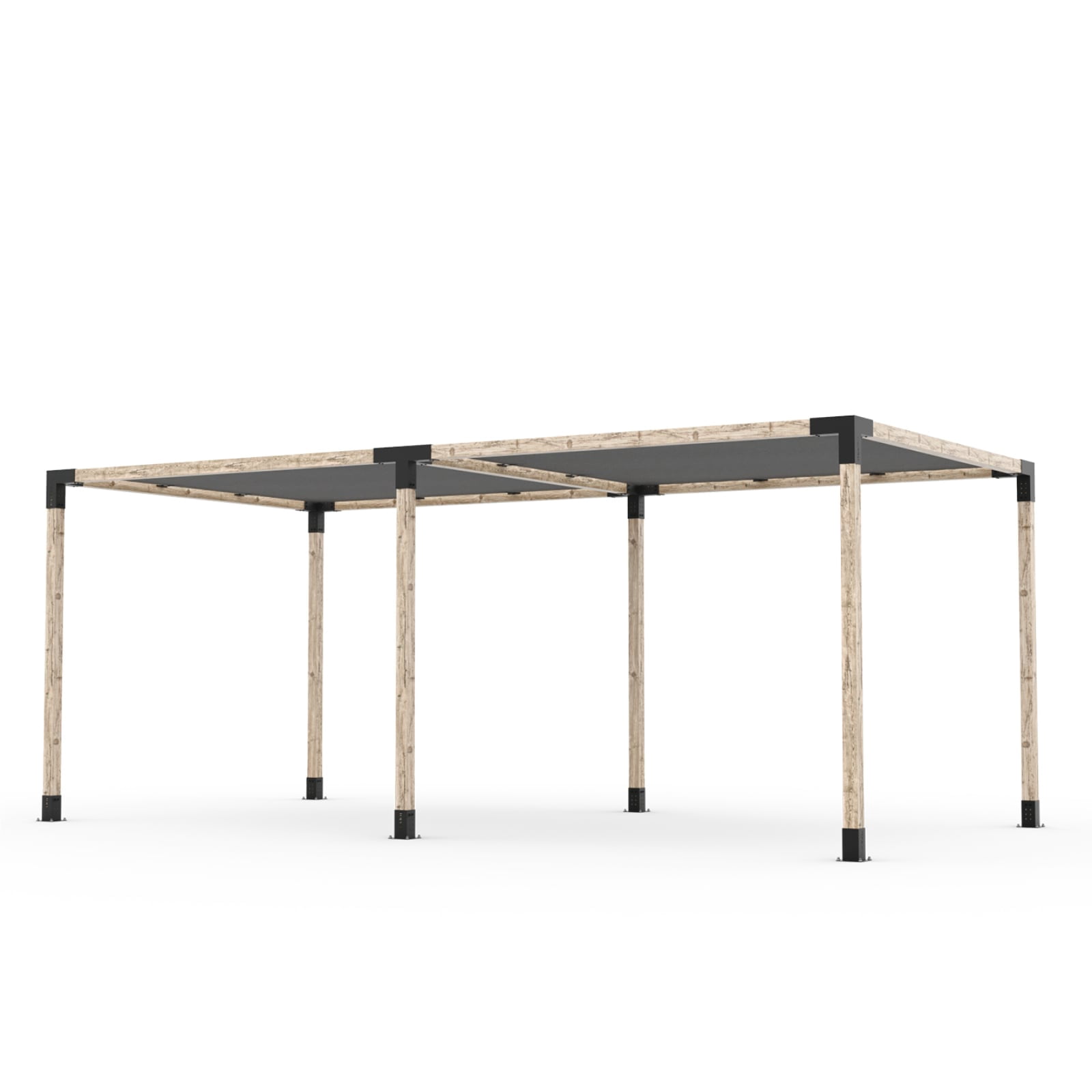 Toja 8' X 24' Double Pergola Kit With 2 Shade Sails For 4X4 Wood Posts