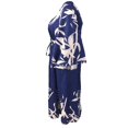 thumbnail image 4 of Women Summer Flower Print Loose Fit V Neck Button High Split Long Dress, 4 of 6