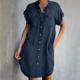 thumbnail image 1 of VEKDONE 2025 Liquidation Été Robes Chemise en Denim pour Femmes Manches Courtes Robe Midi en Jean Ample Boutonnée Décontractée Robe Droite Tunique, 1 of 8