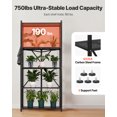 thumbnail image 4 of VEVOR 5-Tier Foldable Storage Shelf, 32W x 14D x 72H Inch Folding Metal Rack Shelving Unit, No Assembly Organizer Shelf with 5 Wheels & 4 Hooks for Pantry, Kitchen, Garage, Basement, Black, 4 of 9