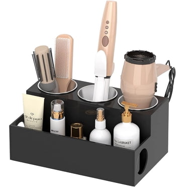 NIUBEE Hair Tool Organizer, Acrylic Hair Dryer and Styling Tool Holder, Bathroom Countertop Blow Dryer Holder, Vanity Caddy Storage Stand for Accessories, Makeup, Toiletries, Black