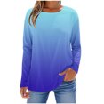 thumbnail image 1 of SROBPTY Longues Chandails à Manches pour Femmes, T-Shirt à Manches Longues à Col Rond avec Imprimé Automnal pour Femmes, Bleu, TG, 1 of 5