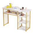 thumbnail image 2 of Marbled Nail Tech Desk | Open Shelves & Salon Storage | Professional Manicure Station, 2 of 8
