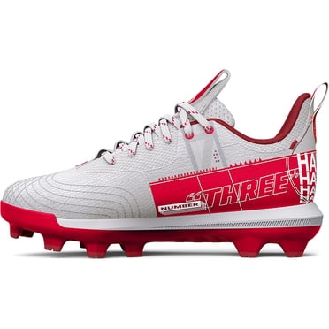 Under Armour Soulier à Crampons de Baseball en TPU pour Garçon Harper 7 Low Juniors, (600) Rouge/blanc/rouge, 3 Petit Enfant