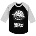 thumbnail image 1 of Back to the Future Horloge des Années 80 SyFy Comédie Spielberg Film Adulte Horloge Raglan, 1 of 1