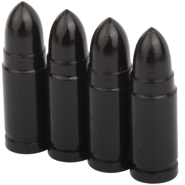Valve Bullet Valve Stem Caps, Pack of 4, Black