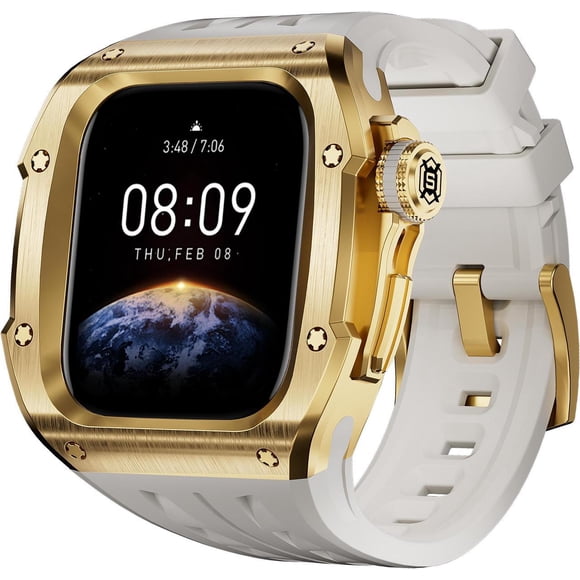 Kit Mod Boîtier en Acier Inoxydable pour Apple Watch Series 10 46mm Pare-Chocs Métallique Robuste Boîtier Bracelet Protecteur Bracelet de Remplacement pour iWatch 46 mm