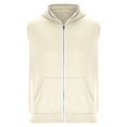 thumbnail image 4 of Men's Solid Color Sleeveless Zip-Up Hooded With Pockets Sleeveless Top(White,S), 4 of 6