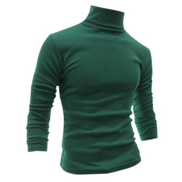 INSPIRE CHIC Chandails pour Hommes, Chandail à Col Roulé, Manches Longues, Extensible, Coupe Ajustée, Hauts 46 Vert Foncé