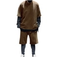 thumbnail image 3 of TIMIFIS Ensembles Courts 2 Pcs pour Hommes Tenues Chemises d'Été et Shorts Mode Décontractée Couleur Unie Manches Courtes Col Rond Blouses Chemises Ensembles Automne, 3 of 7