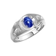 thumbnail image 3 of RYLOS Men's Rings Sterling Silver Rings Classic Designer Style 8X6MM Gemstone & Diamond Ring Blue Star Sapphire September Birthstone Rings For Men Size 10, 3 of 7