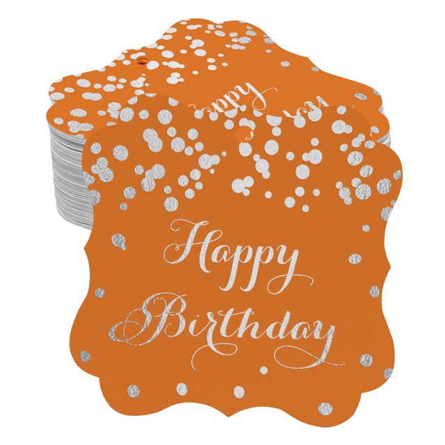 Inkdotpot Pack Of 100 Real Silver Foil Bracket Shape Paper Tags Happy Birthday Favor Hang Tags