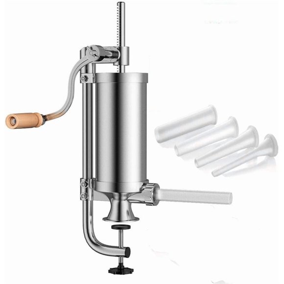 Meao Remplisseur de Saucisses Machine Faite Maison - Machine Verticale à Saucisses en Acier Inoxydable avec Base à Succion et Manivelle Manuelle pour Usage Domestique Ou Commercial - Capacité 2,5 Lb #1