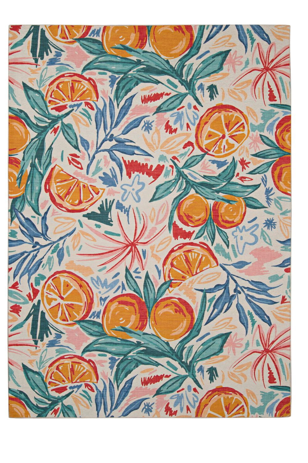 Tapis d'extérieur lavable Pensacola ivoire & orange 5 pi x7 pi