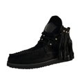 thumbnail image 1 of Kcodviy Bottes pour Femmes Bottines de Pluie pour Femmes Bottes Rétro en Suède Faux Bottes à Lacets pour Femmes Talons Cuir à Franges Bout Rond Bottes en Cuir pour Femmes Bottines Chaussures Décontractées, 1 of 3