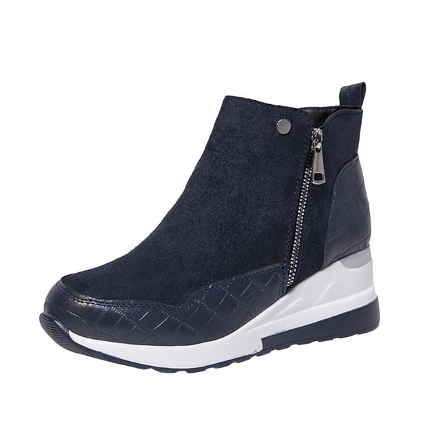 B91xZ Bottes d'Hiver pour Femmes, Bottes de Neige à Plateforme Chunky Style Chelsea de Combat à Lacets à la Cheville, Bleu 10