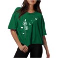thumbnail image 1 of Blouses for Women Drop Shoulder Round Neck Oversized Crop Tops Workout Tops Tees, 1 of 1
