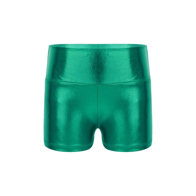vastwit Girls Shiny Metallic Shorts Gymnastics Dance Shorts Green 14