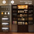 thumbnail image 4 of HOMCOM 72" Kitchen Pantry Cabinet with LED Light and Door Shelves, Brown, 4 of 10