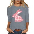 thumbnail image 1 of RKSTN Hauts pour Femmes Pâques Mignon Lapin Imprimé Coupe Ample Hauts Col Rond Manches 3/4 Printemps Été Blouse Douce, 1 of 4
