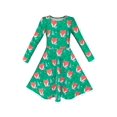 thumbnail image 1 of Girls Dress Green Forest Red Fox Long Sleeve Sundress 4 Years, 1 of 5