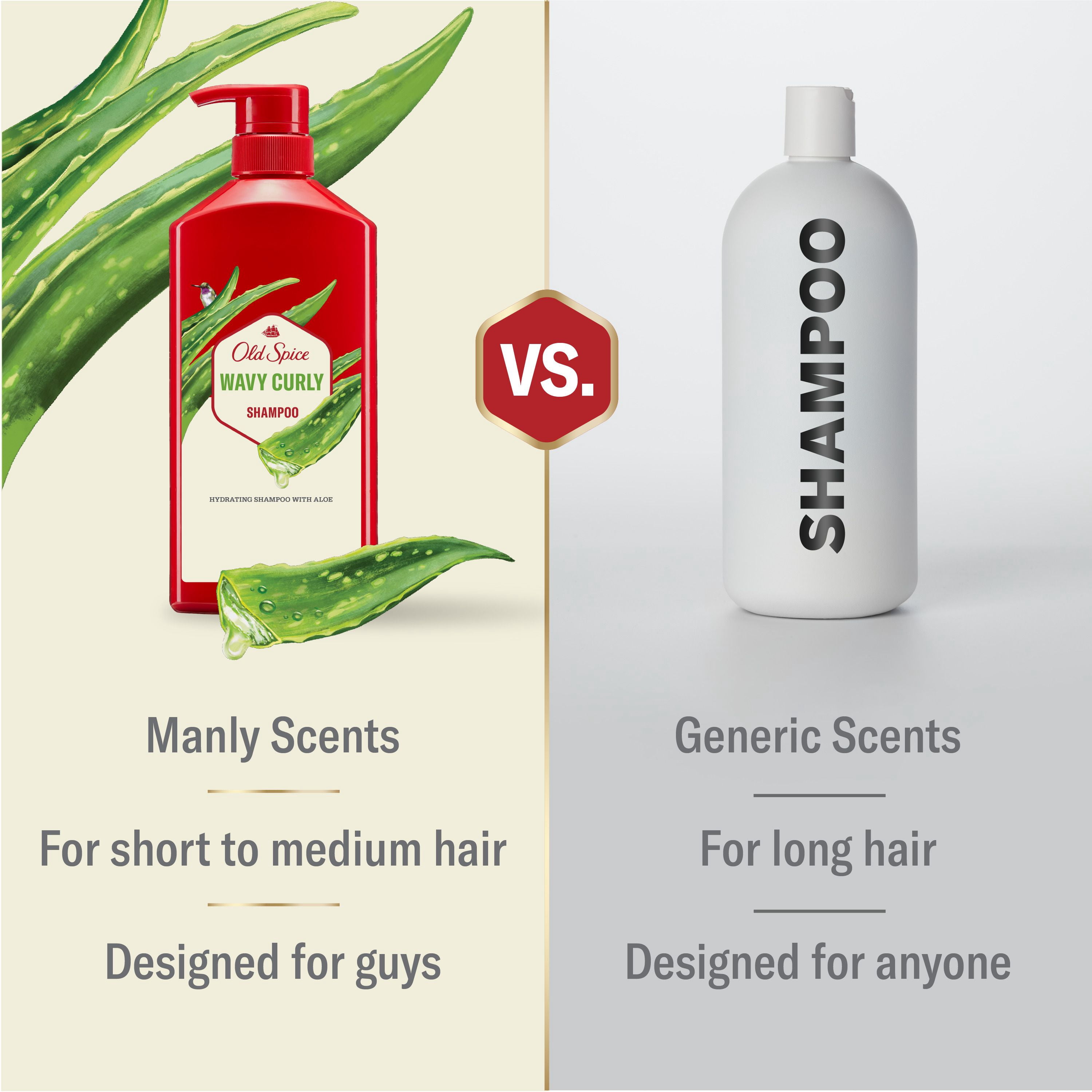 Old Spice Shampooing pour Cheveux Ondulés et Bouclés avec Aloès & Huile d'Avocat