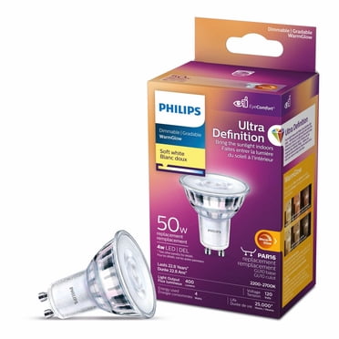 PHILIPS 4W (50W) MR16 GU10 Base Soft White Warm Glow Dimmable LED Light Bulb