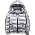 thumbnail image 1 of Shiny down jacket men's winter jacket stand collar down jacket with hood, 1 of 2