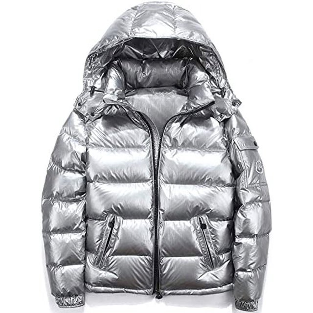 Shiny down jacket men's winter jacket stand collar down jacket with hood