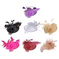 thumbnail image 4 of Xingzhi Women Flower Mesh Ribbons Feathers Fedoras Hat For Comfortable And Stylish Look Add Charm To Outfits purple 1Set, 4 of 6