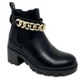 thumbnail image 2 of Women's Lug Sole Mid Chunky Block Heel Fashion Elastic Panel Ankle Bootie, 2 of 4