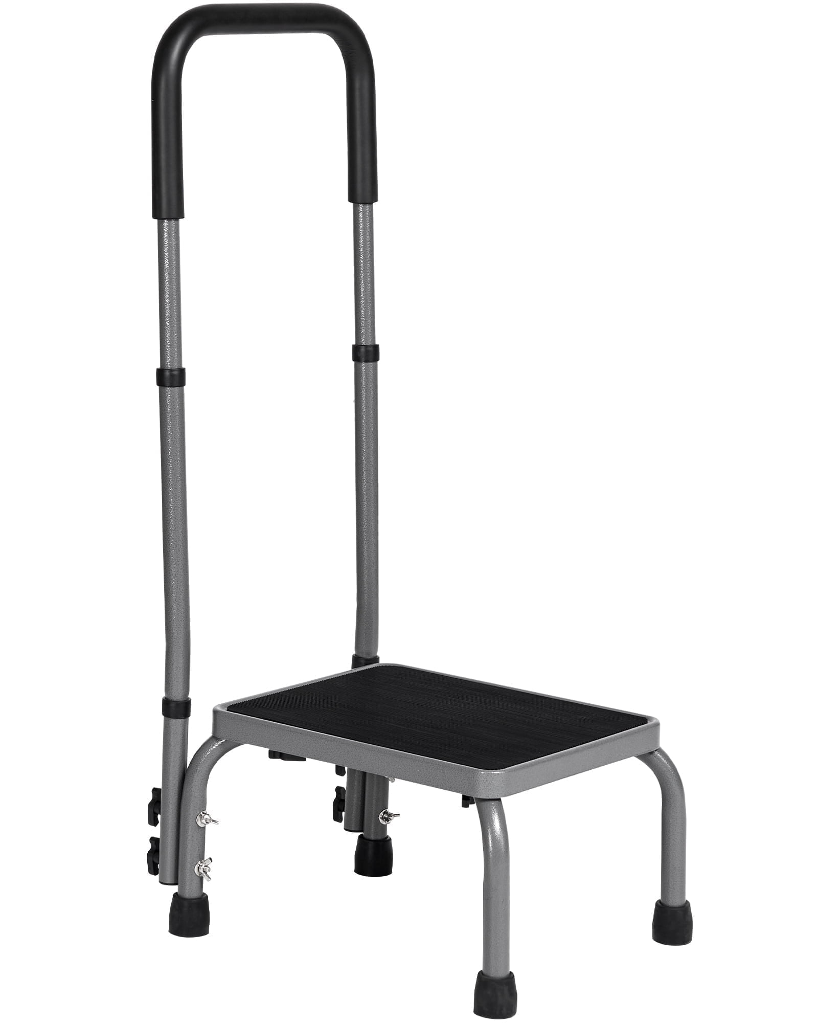 Naipo Medical Step Stool with Handle, Non-Slip Platform Adjustable Height Footstool for Seniors, Elderly & Disabled, Steel Holds up to 300 lbs, Grey