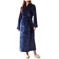 thumbnail image 1 of AherBiu Womens Robes Lightweight Fleece Warm Bathrobe Pajamas Plush Soft Comfy Wedding Party Long Robe with Belt, 1 of 7