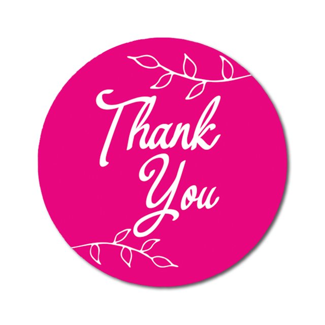 Darling Souvenir Round 45 Pcs Leaf Vines Thank You Stickers Fuchsia Pink Wedding Envelope Seal-1.6 Inches