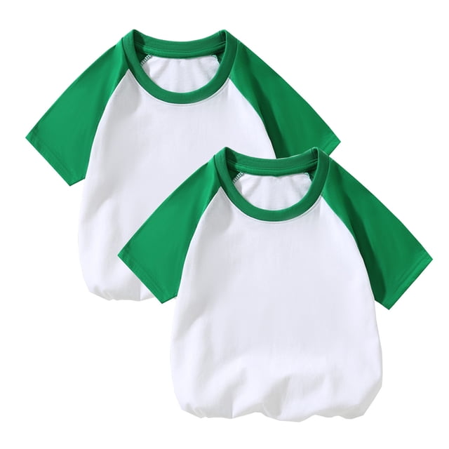 vdgthytj 2 Pack Kids Summer Raglan T-Shirts Girls Boys Color Block Crewneck Short Sleeve Casual Basic Tops Tees