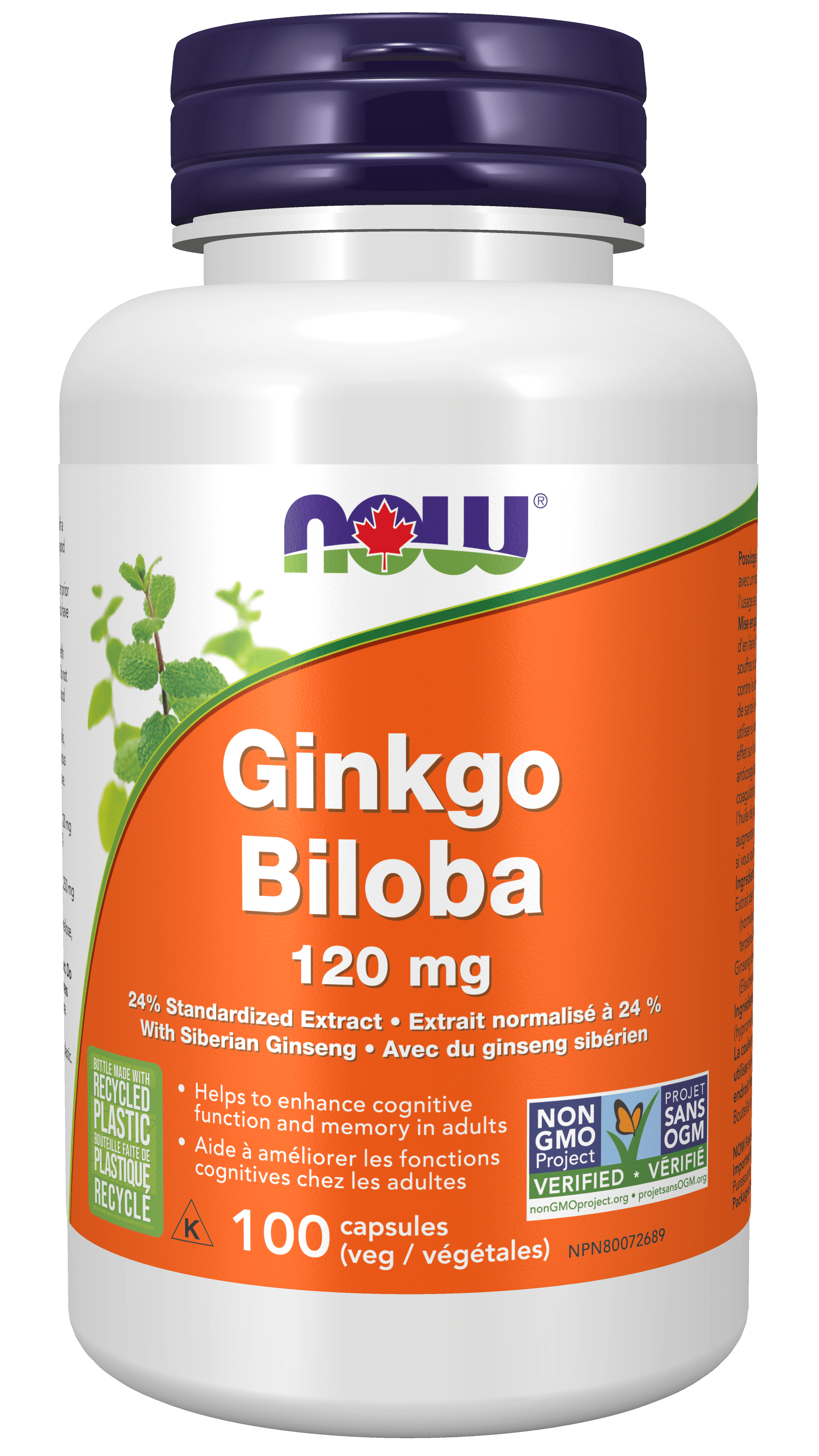 NOW Supplements Ginkgo Biloba 120mg Vegetable Capsules, 100 Count ...