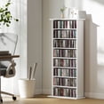 thumbnail image 2 of HOMCOM Media Storage Cabinet 8-Tier DVD Shelf w/ Adjustable Shelves White, 2 of 10