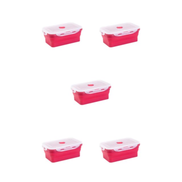 Ruiboury Silica Gel Compact And Convenient For Easy Storage Making Lightweight Sealed Preservation Box Microwave Lunch Box red 350ml 5Set