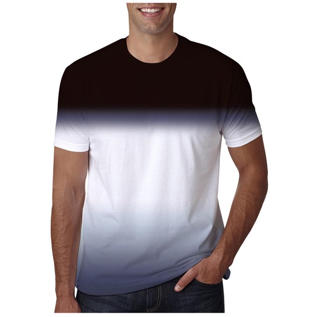 cfhntfmh Mens T-Shirts 2025 Trendy Summer Gradient Color Short Sleeve Workout Tees Plus Size Sports Tops
