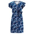 thumbnail image 3 of Pisexur Robe à Manches Courtes Col en V Longueur Genou Mode Femmes Robes Été Imprimé Décontracté Col en V Manches Courtes Bouton Vacances Plage Robe Femmes Robe, 3 of 4