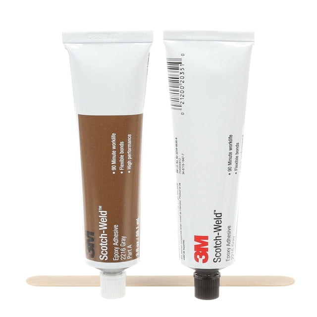 Adhésif Époxy Scotch-Wold 3M 2216, Gris, Résistant à la Chaleur, Polyvalent, Pièce N/A, Trousse de Tubes, 2 fl oz (59,1 ml)
