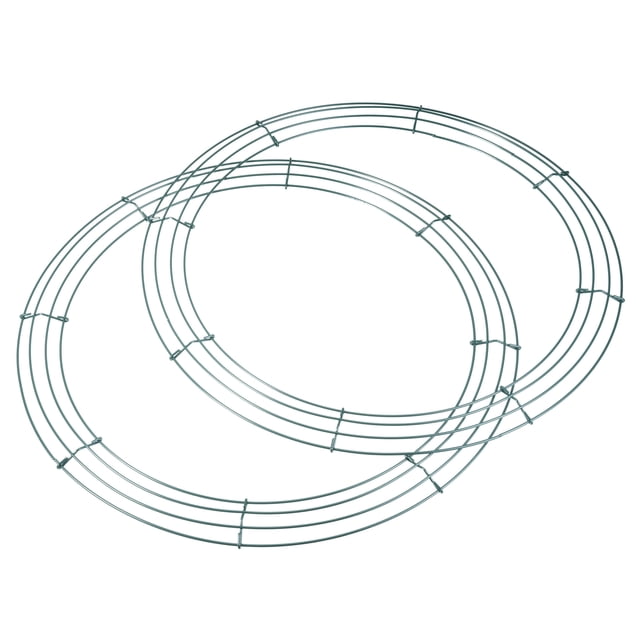 Unique Bargains 16' Metal Wire Wreath Frame Christmas Holiday Form Hanger, Green 2 Pack. Two green metal wire wreath frames with a 16-inch diameter, made of durable 2.3mm iron wire painted to prevent rust. Ideal for creating wreaths for Christmas, weddings, parties, and other occasions. Suitable for home and garden decoration or DIY crafts.