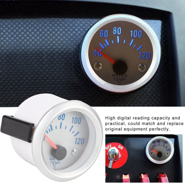52mm 2 Universal Car Motor Digital Blue LED Water Temperature Gauge Easy Reading High Sensitivity 40-120 degrees Celsius Range Measure Automotive Water Temp