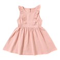thumbnail image 1 of LNGOOR Bébé Fille Été Coton Lin Robes Volants Décontracté une Ligne de Plage Partie Robe de Soleil 2-6 Ans, 1 of 3