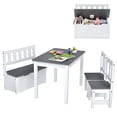 thumbnail image 1 of Costway 4 PCS Kids Wooden Activity Table & Chairs Set w/ Storage Bench Study Desk Grey, 1 of 10