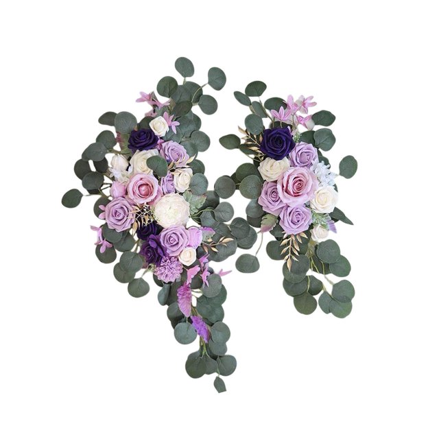 Rustic Artificial Flower Swag Handmade Hanging Handmade Artificial for Parties Arbor Ornament Purple