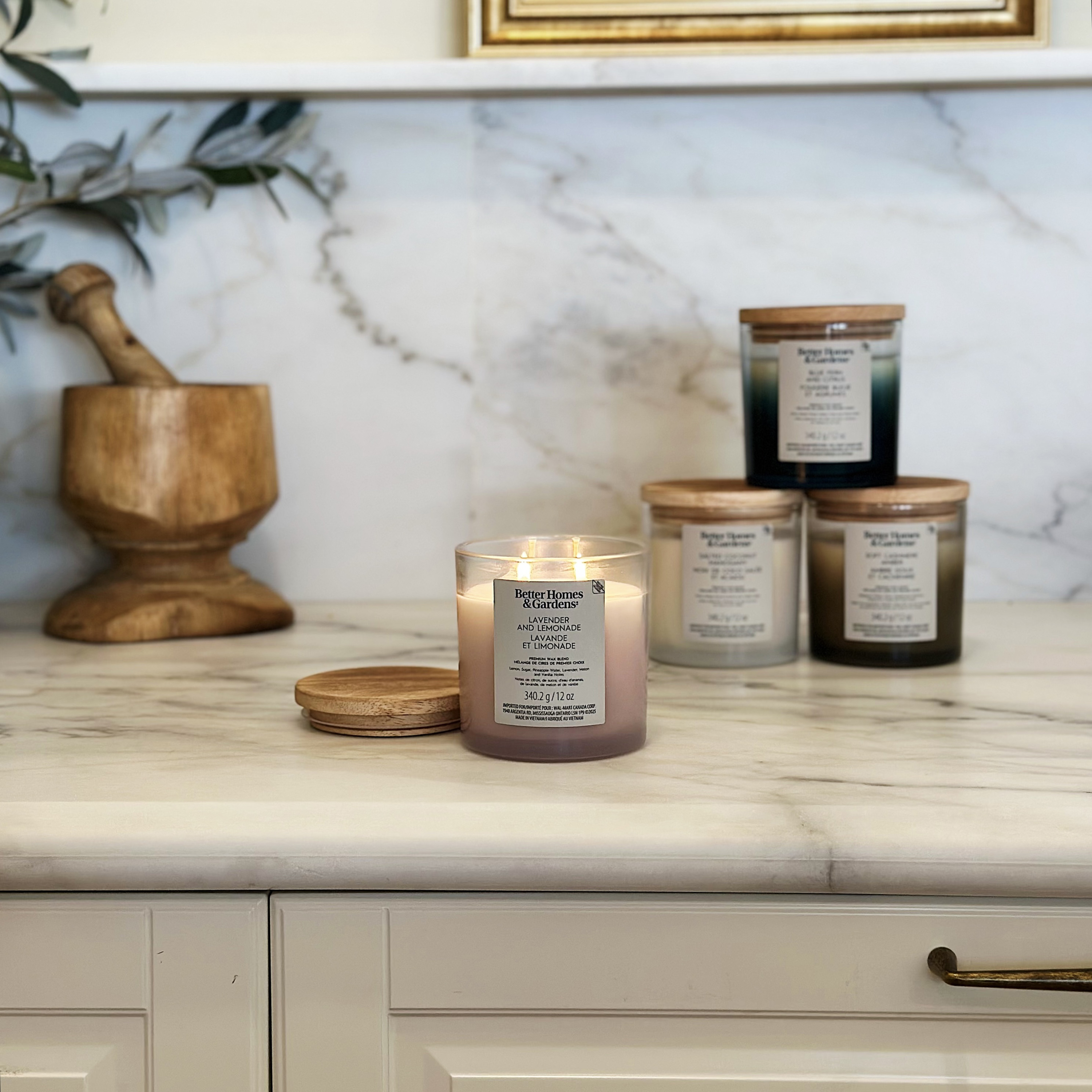 Bougie parfumée en pot ombré à 2 mèches à la cire de paraffine 12 oz Better Homes & Gardens, Lavande et limonade