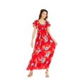thumbnail image 1 of Women's Hawaiian Maxi Ruffle Sleeve Dress in Hibiscus Red, 1 of 5