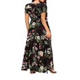 thumbnail image 2 of Flower Print V-Neck Short/ Half Sleeve Bohemian Dress One-Piece, 2 of 4